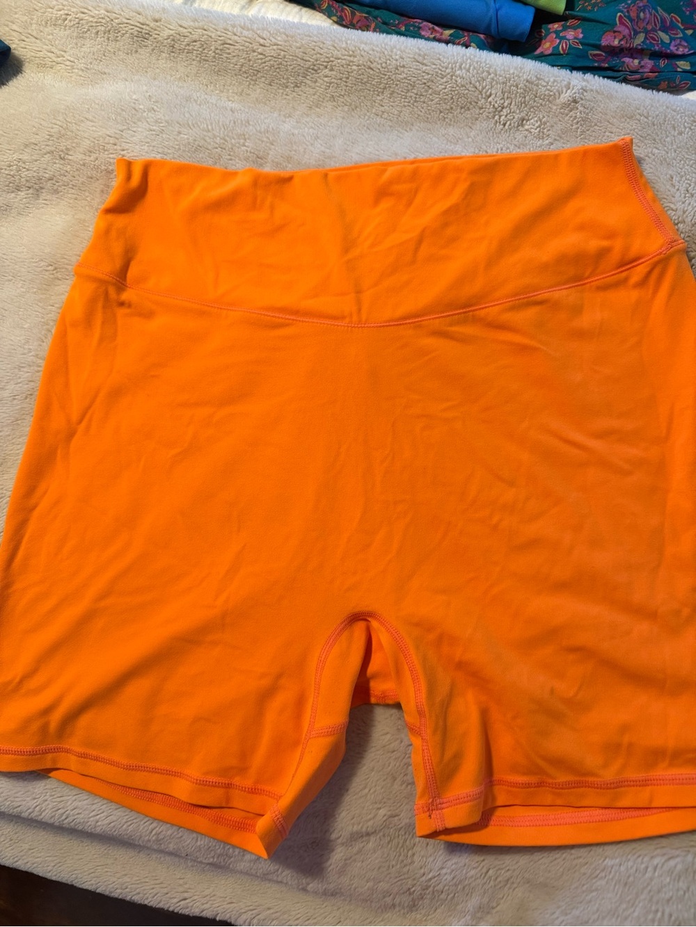 High-Waist Orange Athletic Bike Shorts for Women